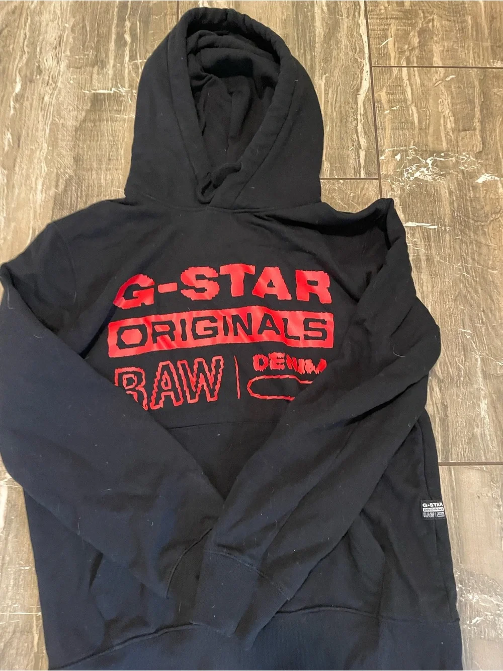 G-Star Black Hoodie with Red Logo Print
